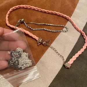 1 pink choker, 1 bracelet & 1 cat necklace